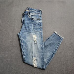 Kut From The Kloth Women 2 Distressed Mid Rise Skinny Raw Hem  Jeans